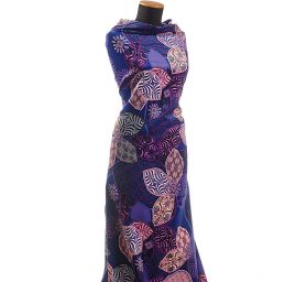 Samet digit tisk květinový motiv fialový