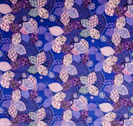 Samet digit tisk květinový motiv fialový