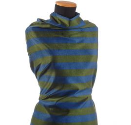 Bavlněný samet široké pruhy modrá/zelená