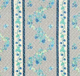 Bavlněný samet květinový motiv modrý