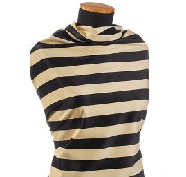 Bavlněný samet široké pruhy černá/slonová kost