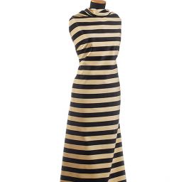 Bavlněný samet široké pruhy černá/slonová kost