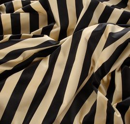Bavlněný samet široké pruhy černá/slonová kost