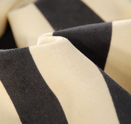 Bavlněný samet široké pruhy černá/slonová kost
