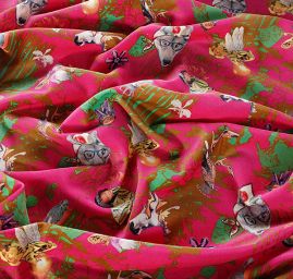 Exkluvzivní samet avantgardní vzor malý růžový podklad