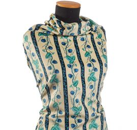 Bavlněný samet květinový motiv pruhy modrý