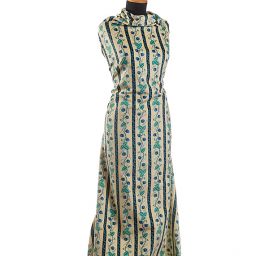 Bavlněný samet květinový motiv pruhy modrý