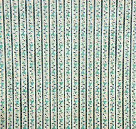 Bavlněný samet květinový motiv pruhy modrý