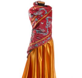 Bavlněný samet květinový motiv červený