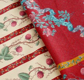Bavlněný samet květinový motiv červený