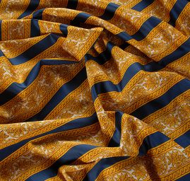 Bavlněná látka digitální tisk ornament/pruhy modrá