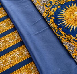 Bavlněná látka digitální tisk ornament/pruhy modrá