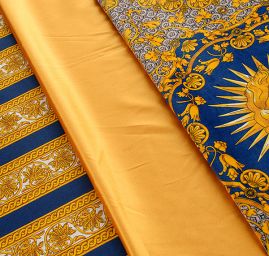 Bavlněná látka digitální tisk ornament/pruhy modrá