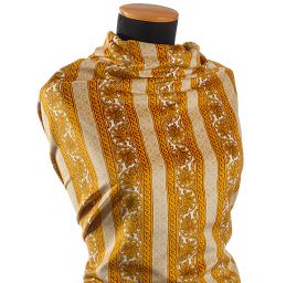 Exkluzivní bavlněný samet ornament/pruh žlutý