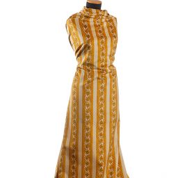 Exkluzivní bavlněný samet ornament/pruh žlutý