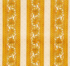 Exkluzivní bavlněný samet ornament/pruh žlutý