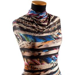 Viskózovej úplet zvierací motív / pávie perá