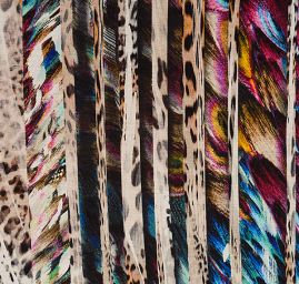 Viskózovej úplet zvierací motív / pávie perá