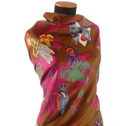 Exkluzivní samet avantgardní vzor velký hnědý podklad