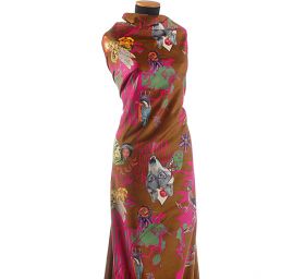 Exkluzivní samet avantgardní vzor velký hnědý podklad