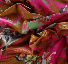 Exkluzivní samet avantgardní vzor velký hnědý podklad