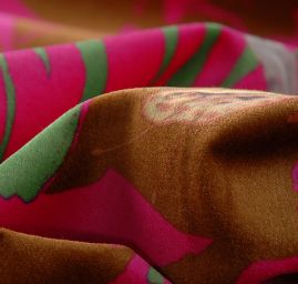 Exkluzivní samet avantgardní vzor velký hnědý podklad