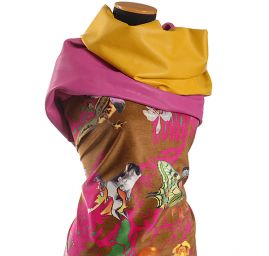 Exkluzivní samet avantgardní vzor velký hnědý podklad