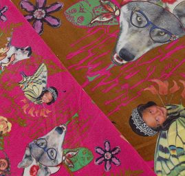 Exkluzivní samet avantgardní vzor velký hnědý podklad