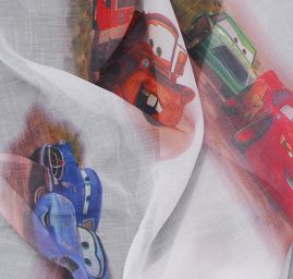 Látka záclona + závěs motiv autíčka