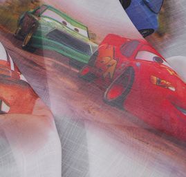 Látka záclona + závěs motiv autíčka