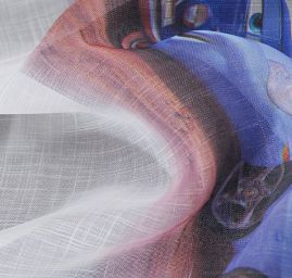 Látka záclona + závěs motiv autíčka