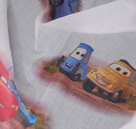 Látka záclona + závěs motiv autíčka