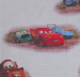 Látka záclona + závěs motiv autíčka