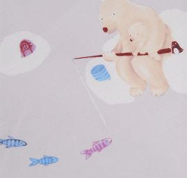 Látka záves + záclona motív ľadový medvedíky