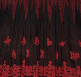 Taft kupón tvarovaný kraj starorůžová/černá