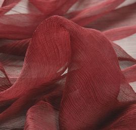 Hedvábný mušelín plise vínový