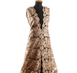 Krajka bordurová na tylu květy béžová