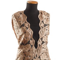 Krajka bordurová na tylu květy béžová