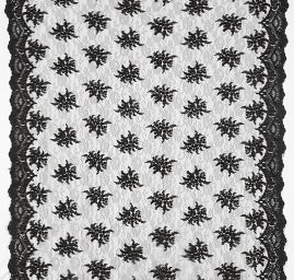 Krajka na vzorovém tylu vzor květin černá