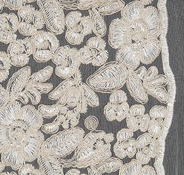 Krajka na tylu květy slonová kost/béžová