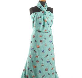 Krepdešín imitace hedvábí tisk plameňáci