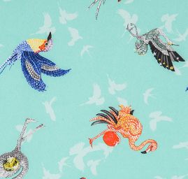 Krepdešín imitace hedvábí tisk plameňáci