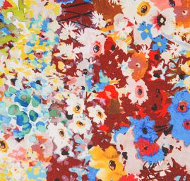 Saténové látka bordurový tisk barevných květin