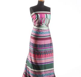 Saténová látka tisk imitace hedvábí geometrický vzor