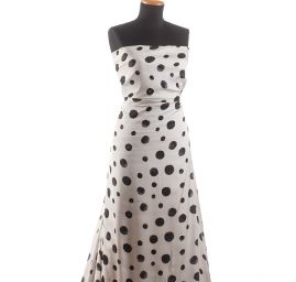 Saténová látka tisk puntíky slonová kost