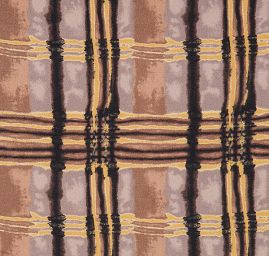 Hedvábná atlasová látka vzor kostek hnědý