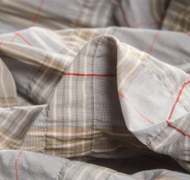 Bavlněný krep vzor kostka šedomodrá