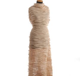 Efektní tyl s voálny béžové barvy