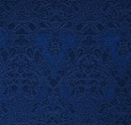 Žakárová látka bavlna směs motiv květů a ornamentu modrý