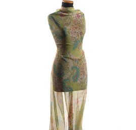 Šifon plise květinový motiv a paisley vzor